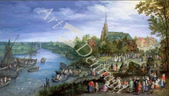 láminas y lienzos de  The Annual Parish Fair in Schelle, 1614