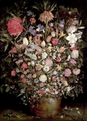 láminas y lienzos de  Large bouquet of flowers in a wooden tub, 1606-07, (oil on canvas)
