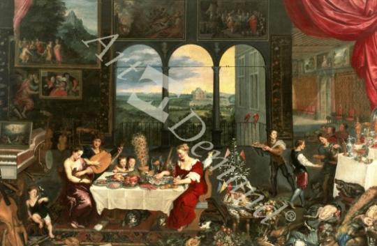 láminas y lienzos de  Taste, Hearing and Touch, 1618 (oil on panel)