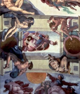 láminas y lienzos de  Sistine Chapel Ceiling (1508-12): The Separation of the Waters from the Earth, 1511-12 (fresco) (post restoration)