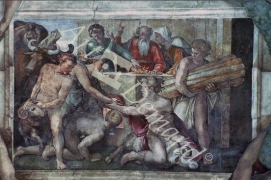 láminas y lienzos de  Sistine Chapel Ceiling: Noah After the Flood (pre restoration)