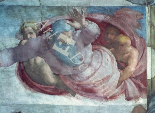 láminas y lienzos de  Sistine Chapel: God Dividing the Waters and Earth (pre restoration) (detail)