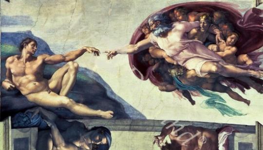 láminas y lienzos de  Sistine Chapel Ceiling (1508-12): The Creation of Adam, 1511-12 (fresco) (post restoration)