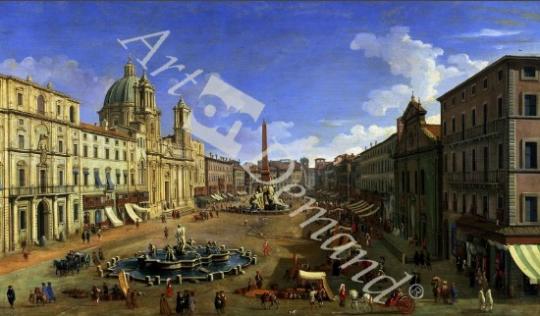 láminas y lienzos de  View of the Piazza Navona, Rome (oil on canvas)