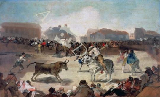 láminas y lienzos de A Village Bullfight (oil on canvas)