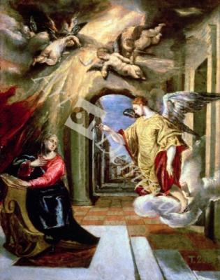 láminas y lienzos de The Annunciation, c.1570-73 (oil on panel)