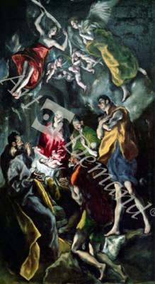 láminas y lienzos de The Adoration of the Shepherds, from the Santo Domingo el Antiguo Altarpiece, c.1603-14 (oil on canvas)