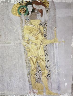 láminas y lienzos de The Knight detail of the Beethoven Frieze, said to be a portrait of Gustav Mahler (1860-1911), 1902 (fresco)