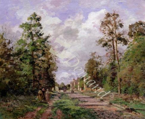 láminas y lienzos de The road to Louveciennes at the edge of the wood, 1871