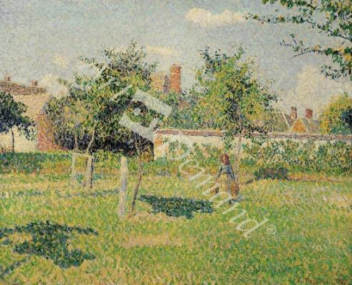 láminas y lienzos de Woman in the Meadow at Eragny, Spring, 1887 (oil on canvas)