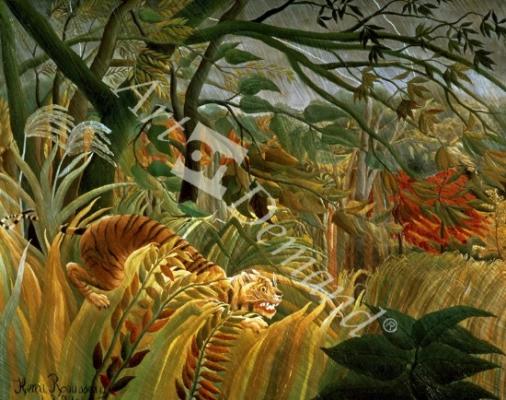 láminas y lienzos de Tiger in a Tropical Storm (Surprised!) 1891 (oil on canvas)