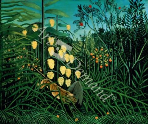 láminas y lienzos de Tropical Forest: Battling Tiger and Buffalo, 1908 (oil on canvas)