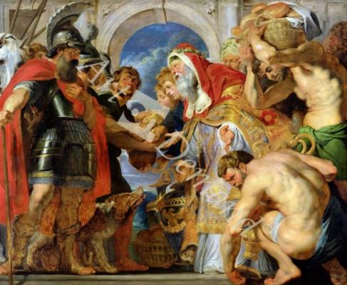 láminas y lienzos de Abraham and Melchizedek, 1615-18 (oil on panel)