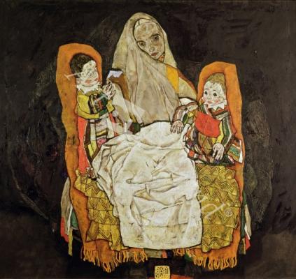 láminas y lienzos de Mother with two children, 1917 (oil on canvas)