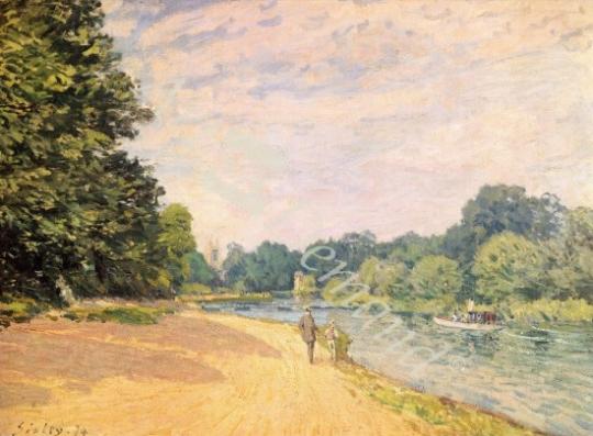 láminas y lienzos de The Thames with Hampton Church, 1874