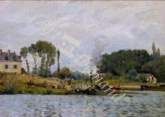 láminas y lienzos de Boats at the lock at Bougival, 1873 (oil on canvas)