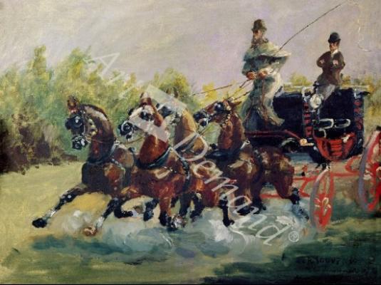 láminas y lienzos de Alphonse de Toulouse-Lautrec-Monfa (1838-1913) Driving his Mail-Coach in Nice, 1881 (oil on canvas)