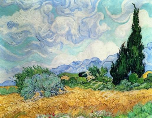 láminas y lienzos de Wheatfield with Cypresses, 1889 (oil on canvas)