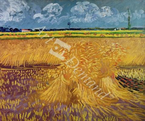láminas y lienzos de Wheatfield with Sheaves, 1888 (oil on canvas)