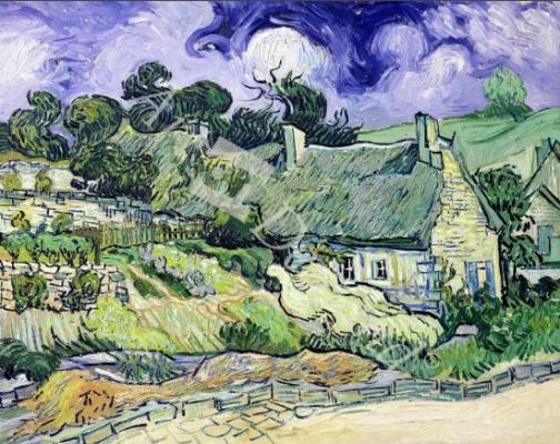 láminas y lienzos de Thatched cottages at Cordeville, Auvers-sur-Oise, 1890 (oil on canvas)