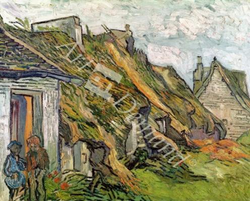 láminas y lienzos de Thatched Cottages in Chaponval, Auvers-sur-Oise, 1890 (oil on canvas)