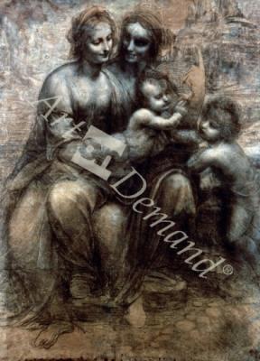 láminas y lienzos de The Virgin and Child with SS. Anne and John the Baptist, c.1499 (charcoal, chalk on paper) (see detail 99053)