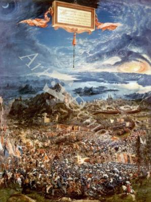 láminas y lienzos de The Battle of Issus, or The Victory of Alexander the Great, 1529 (oil on panel)