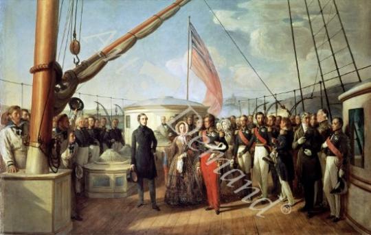 láminas y lienzos de Meeting between Louis-Philippe I (1773-1850) and Queen Victoria (1819-1901) at Le Treport, 2nd September 1843, 1844 (oil on canvas)