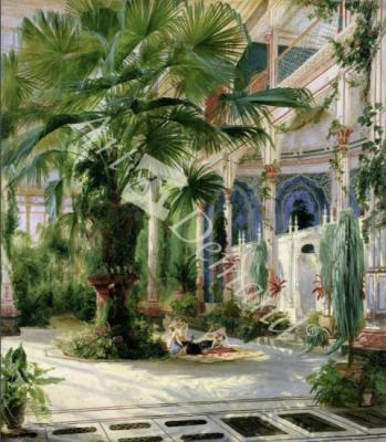 láminas y lienzos de  Interior of the Palm House at Potsdam, 1833 (paper on canvas)