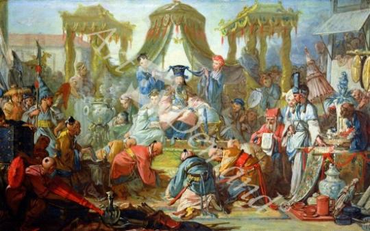 láminas y lienzos de  The Chinese Marriage, or An Audience with the Emperor of China, c.1742 (oil on canvas)