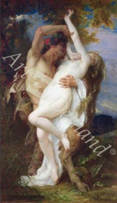 láminas y lienzos de  Nymph Abducted by a Faun, 1860 (oil on canvas)