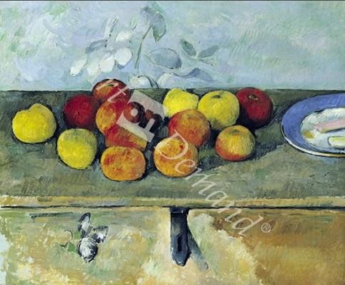 láminas y lienzos de  Still life of apples and biscuits, 1880-82 (oil on canvas)