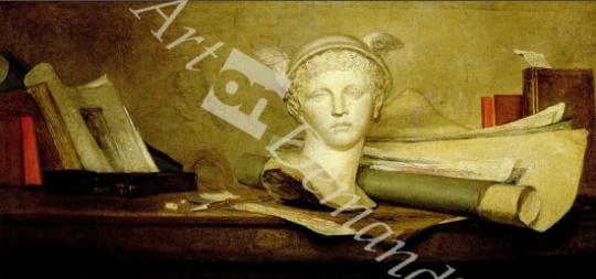 láminas y lienzos de Still Life with Attributes of the Arts, 1765-66 (oil on canvas)