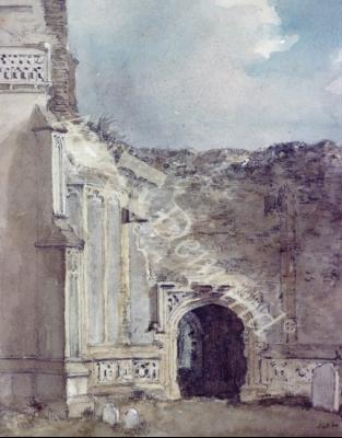 láminas y lienzos de  East Bergholt Church:  North Archway of the Ruined Tower (w/c on paper)