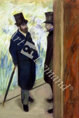 láminas y lienzos de Friends at the Theatre, Ludovic Halevy (1834-1908) and Albert Cave (1832-1910) 1878-79 (pastel on paper)
