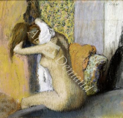 láminas y lienzos de After the Bath, Woman Drying her Neck, 1898 (pastel on mounted paper)