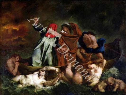 láminas y lienzos de Dante (1265-1321) and Virgil (70-19 BC) in the Underworld, 1822 (oil on canvas)