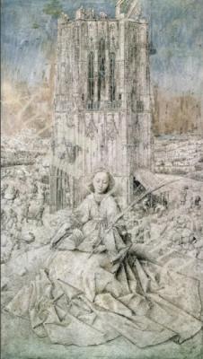 láminas y lienzos de St. Barbara, 1437 (grisaille)