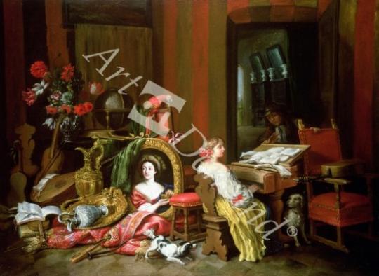 láminas y lienzos de Interior with a Lady at a Harpsichord