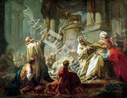 láminas y lienzos de Jeroboam Sacrificing to the Golden Calf, 1752 (oil on canvas)