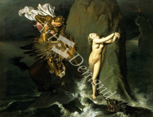 láminas y lienzos de Ruggiero Rescuing Angelica, 1819 (oil on canvas)