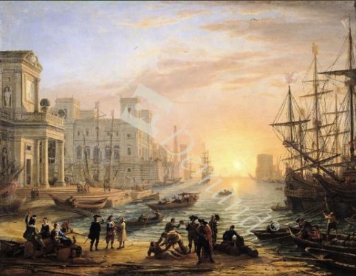 láminas y lienzos de Sea Port at Sunset, 1639 (oil on canvas)