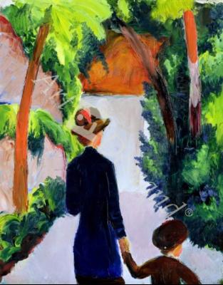 láminas y lienzos de  Mother and Child in the Park, 1914 (oil on canvas)