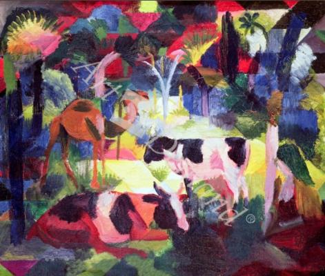 láminas y lienzos de Landscape with Cows and a Camel