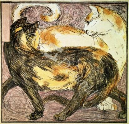 láminas y lienzos de Two Cats (sketch)