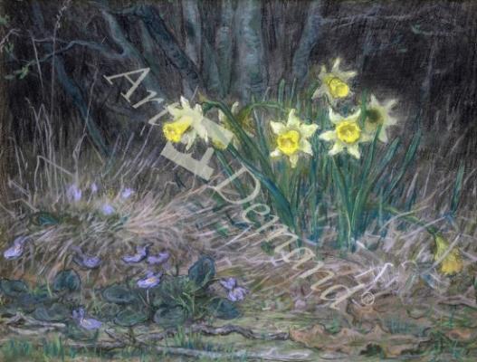 láminas y lienzos de Narcissi and Violets, c.1867 (pastel on paper)