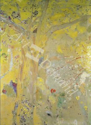 láminas y lienzos de Tree Against a Yellow Background (w/c on paper)