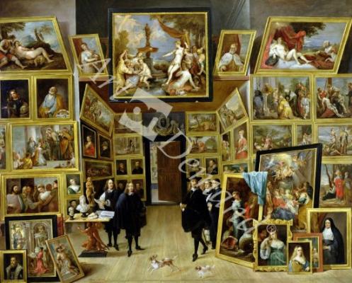 láminas y lienzos de Archduke Leopold Wilhelm (1614-61) in his Picture Gallery, c.1647 (oil on copper)