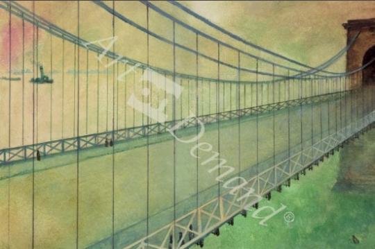 láminas y lienzos de  Hammersmith Bridge after the Boat Race (gouache on boar