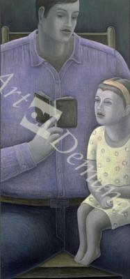 láminas y lienzos de Man reading to Girl, 2003 (oil on canvas)